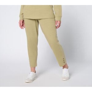 Maya J Women's Pants Sz L Denim & Co. Active Textured Cotton Green A698198